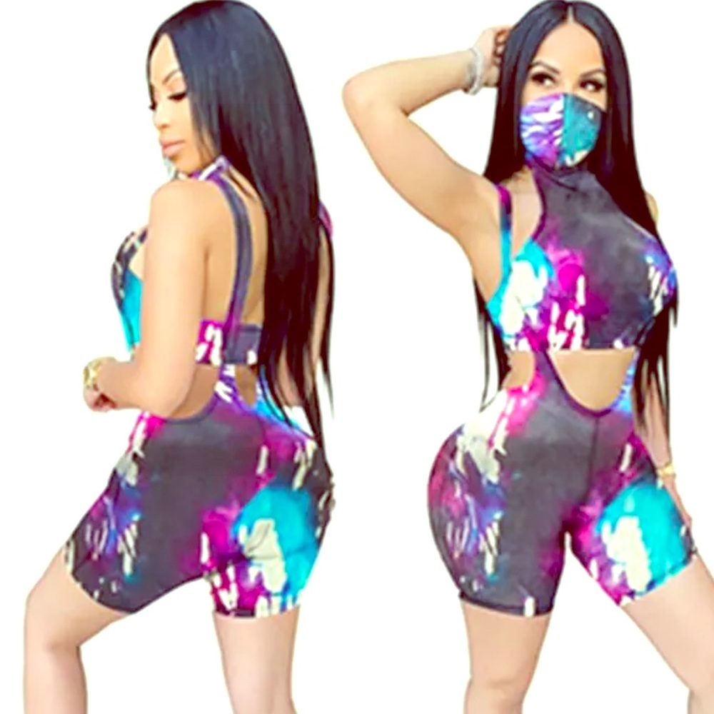 2 piece romper w/mask